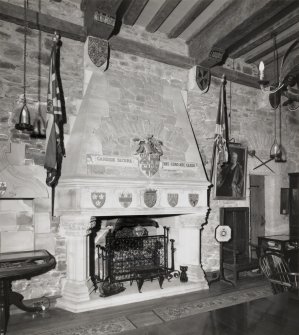 Eilean Donan Castle, interior.
Banqueting hall, fireplace, view from South-West.