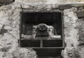 Detail of cast-iron bearing box inside the S wall of the diatomite processing building