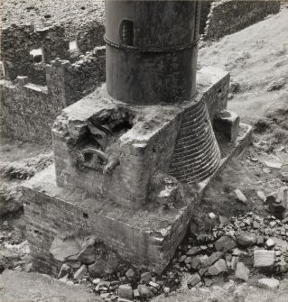 Detailed view from NW of the brick-built base of the kiln