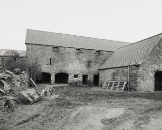 View from NE of steading, with detached dung house (right)