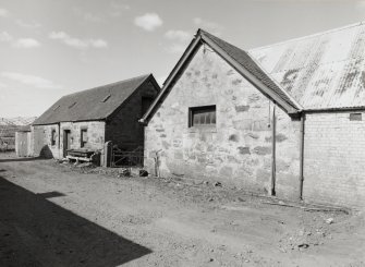 View of stable (and gig shed with hay loft) (5727 1062) and byres (item 14 with granary above, item 13 - NC 5728 1063) from E
See MS/744/100/1 & 2, items 7, 14, 15, 13