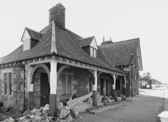 View from N of N end and W side of station building, showing work under way to convert it to a dwelling