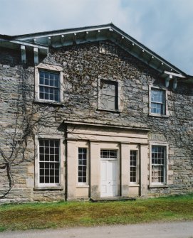 View of centre bay of main front from south