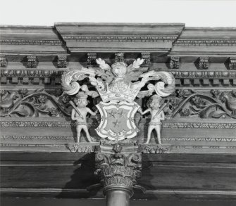 Interior. Laird's loft, detail of armorial