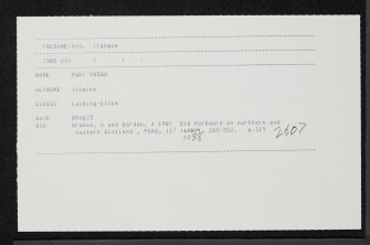 Port Vasgo, NC56NE 2, Ordnance Survey index card, Recto