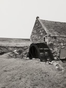 View from East South East showing South West gable and water wheel