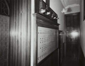 Interior-detail of servants' bell indicator board in Ground Floor North passage