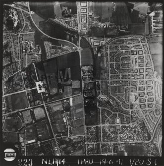 RAF WWII vertical aerial photograph of part of NW Edinburgh including East Pilton, Boswall Road, Fettes College and the Northern and Western General Hospitals.