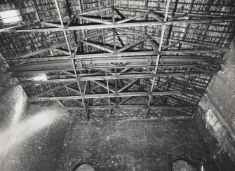 Gasworks, interior.
View of pulley-beam and gas-holder suspension mechanism, main gasometer house.