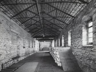 Gasworks, interior.
View of iron fireproof truss over early purifier house (North range).