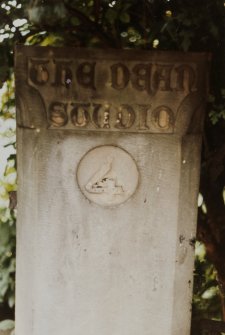 Detail of gatepost.
Insc: 'The Dean Studio', '4'.