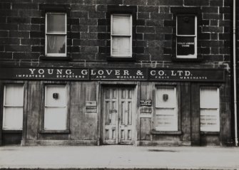 Edinburgh, 10 Bernard Street.
View of shop front with sign reading, 'Young, Glover and Co. Ltd.'