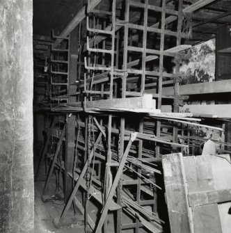 No 15 Blair Street, J & J A Dunn - Interior - detail of steel storgae racks in Upper Basement from West