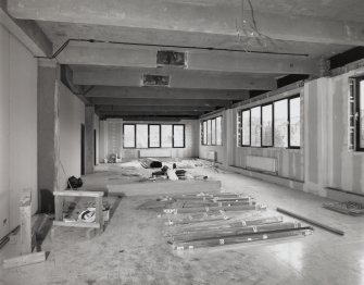 Interior view of the drawing office under construction seen from the West.
