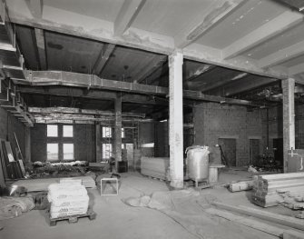 Interior view of the ground floor store under construction seen from the South South West.