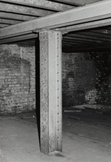  Warehouse No. 3, interior.
View of fabricated wrought iron column on level 4 in Northern half of building.