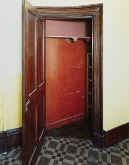 13 Brandon Street, interior.
View of corner cupboard in lounge with door open.