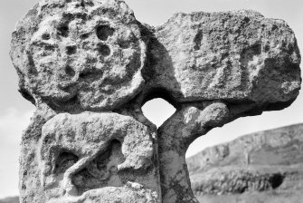 Detail of sculptured cross, St Columba's graveyard, Canna.
