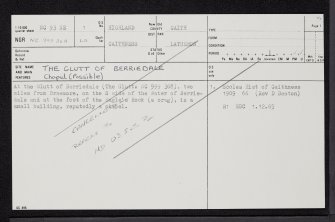 The Glutt of Berriedale, NC93NE 1, Ordnance Survey index card, page number 1, Recto