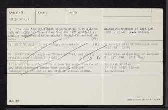 Miscellaneous Index Card, NH54SW (M), Ordnance Survey index card, Recto