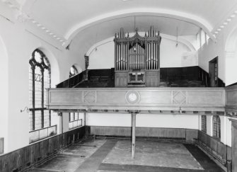 Interior, first floor view from South of church showing North gallery and organ