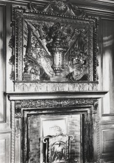 Brunstane House, interior
View of carved wooden panel over fireplace