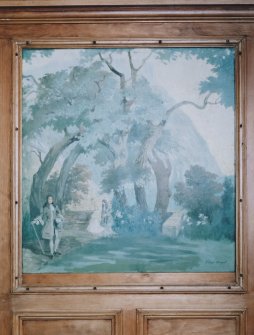 Thomsons Land. Lecture Hall. Interior, detail of painting of pastoral scene