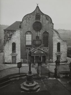 View of Canongate Church from South, also showing Burgh Cross.