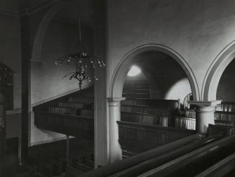 Interior view of Canongate Church, showing East arcade from South West.