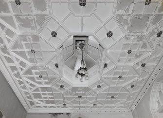View of west stair hall plaster ceiling