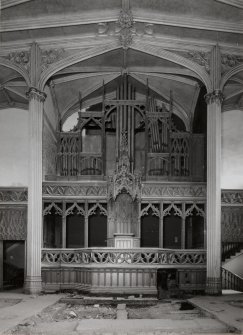 View of pulpit and organ pipes