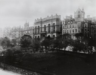 Edinburgh, Castle Terrace, Synod Hall.
View of entrance front from Kings Stable Road.
Signed: 'J.Drummond Shiels' 'Edinburgh'.
Label on reverse reads: 'From J.Drummond Shiels. Successor to Alexander Nicol. Photographer, 70 and 72 Lauriston Place, Edinburgh'.