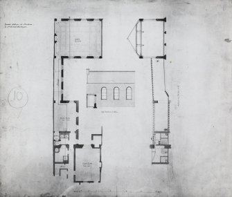 Plan, elevation & section. Alterations
