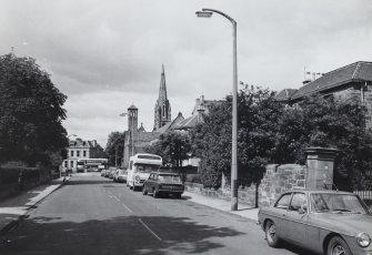 Morningside Congregational Church and Chamberlain Road.
View from East.