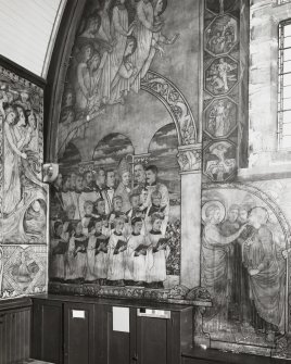 Edinburgh, Palmerston Place, St. Mary's Episcopal Cathedral.
Interior view of song room, mural on North East gable wall.