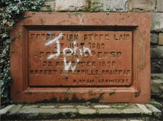 Foundation stone from 1889, detail