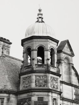 Detail of turret on South facade of Craig House.