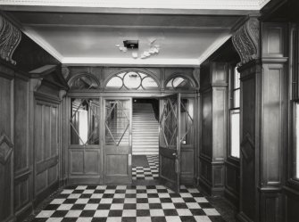 Interior, general view of entrance lobby of Craig House from East.