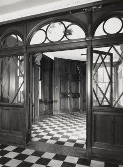 Interior, general view of entrance lobby of Craig House from West.