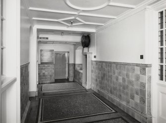 Interior, general view from East of corridor to West of hall in Craig House.