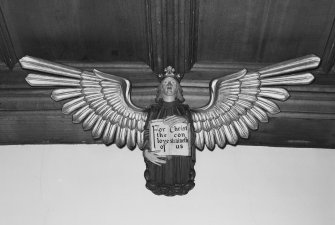 Interior.
Detail of carved angel on back wall of balcony.
