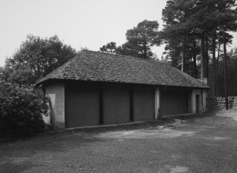 View of W garage from SE