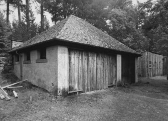 View of E garage from NW