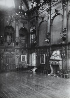 Interior, general view of Great Hall in Craig House.