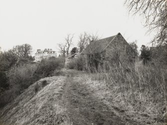 View from S of outbuilding and Redhall house.