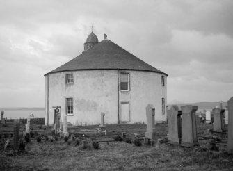 Kilarrow Parish Church, Main Street, Bowmore, Islay.
View from South, within graveyard.