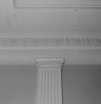 Ground floor, entrance hall, cornice and pilaster, detail