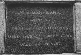 Detail of inscription ("Anne Bannerman wife of Charles Bannerman")