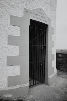 Barns Ness Lighthouse.
Detail of door to tower, with lintel dated 1901.