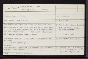 Mains Of Gartly, NJ53SW 34.01, Ordnance Survey index card, Recto